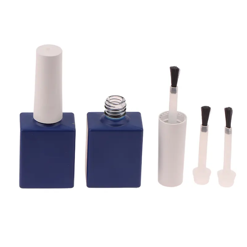 12ml Blue Blackout Nail Polish Bottle With Brush Empty Refill Bottle Glue Bottle Small Sample Nail Gel Polish Containers Glass