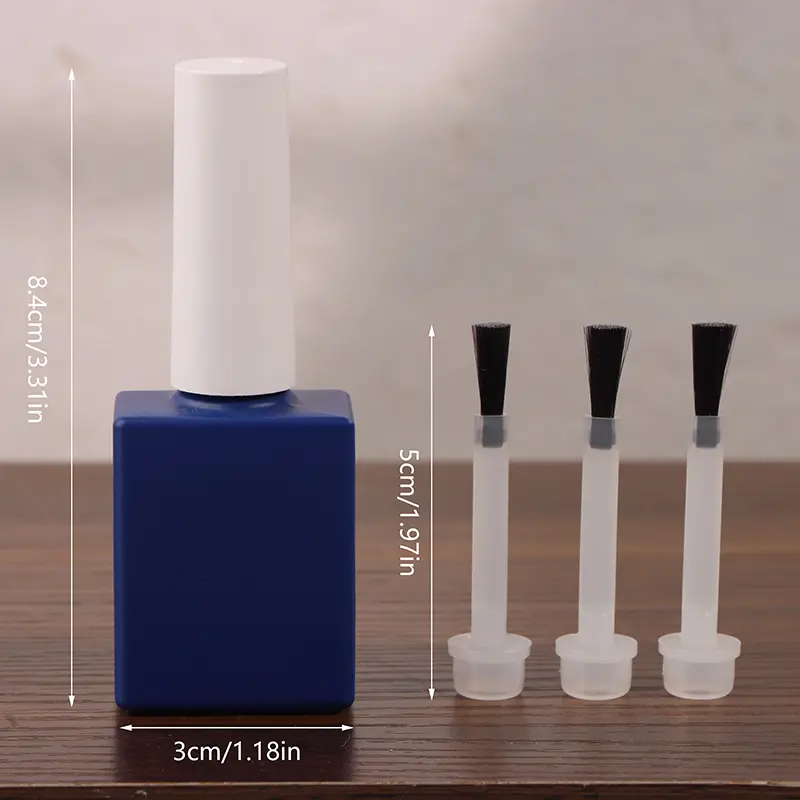 12ml Blue Blackout Nail Polish Bottle With Brush Empty Refill Bottle Glue Bottle Small Sample Nail Gel Polish Containers Glass