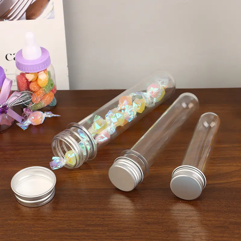30/40/100ml PET Test Tube Bottle Transparent Cylindrical Plastic Refillable Bottle For Mask Candy Data Line Masking Paper