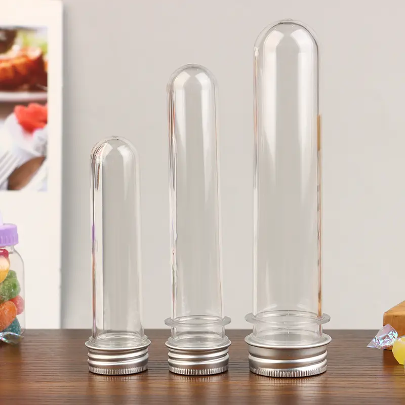 30/40/100ml PET Test Tube Bottle Transparent Cylindrical Plastic Refillable Bottle For Mask Candy Data Line Masking Paper