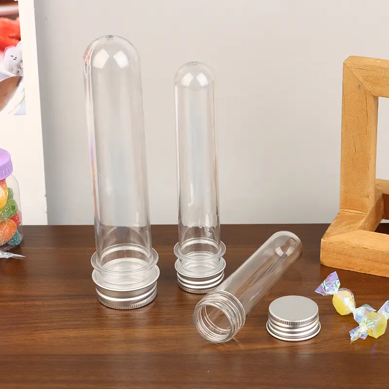 30/40/100ml PET Test Tube Bottle Transparent Cylindrical Plastic Refillable Bottle For Mask Candy Data Line Masking Paper