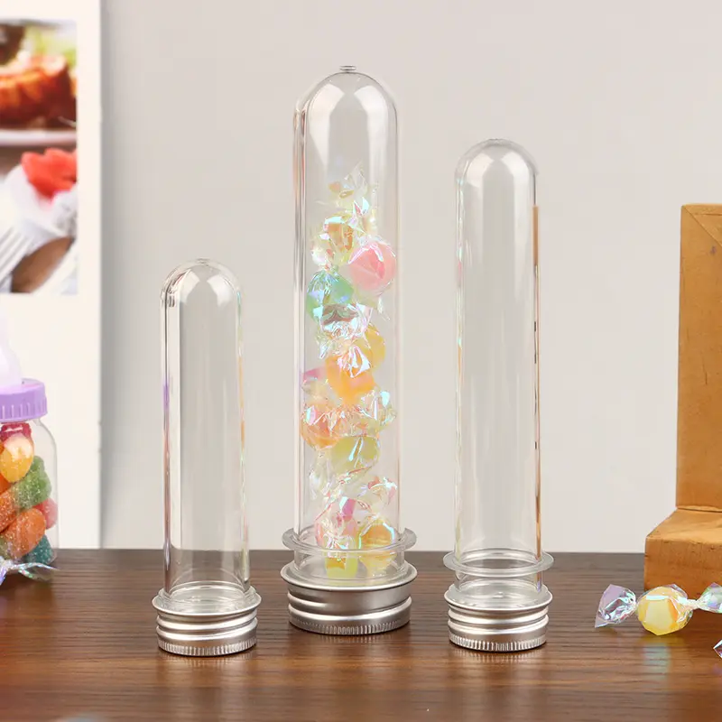 30/40/100ml PET Test Tube Bottle Transparent Cylindrical Plastic Refillable Bottle For Mask Candy Data Line Masking Paper