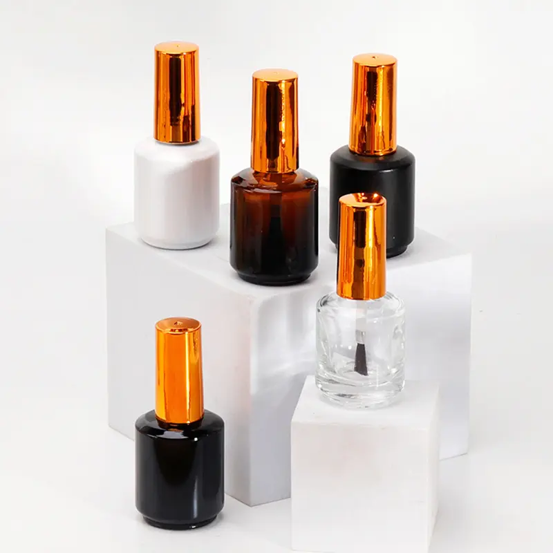 1pcs 15ml Empty Nail Polish Bottle with Brush Refill Bottle Glue Bottle Small Sample Nail Gel Polish Containers Clear Glass