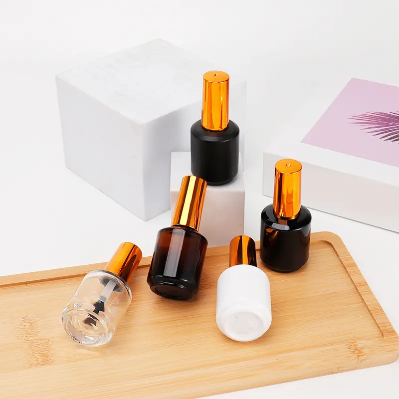 1pcs 15ml Empty Nail Polish Bottle with Brush Refill Bottle Glue Bottle Small Sample Nail Gel Polish Containers Clear Glass