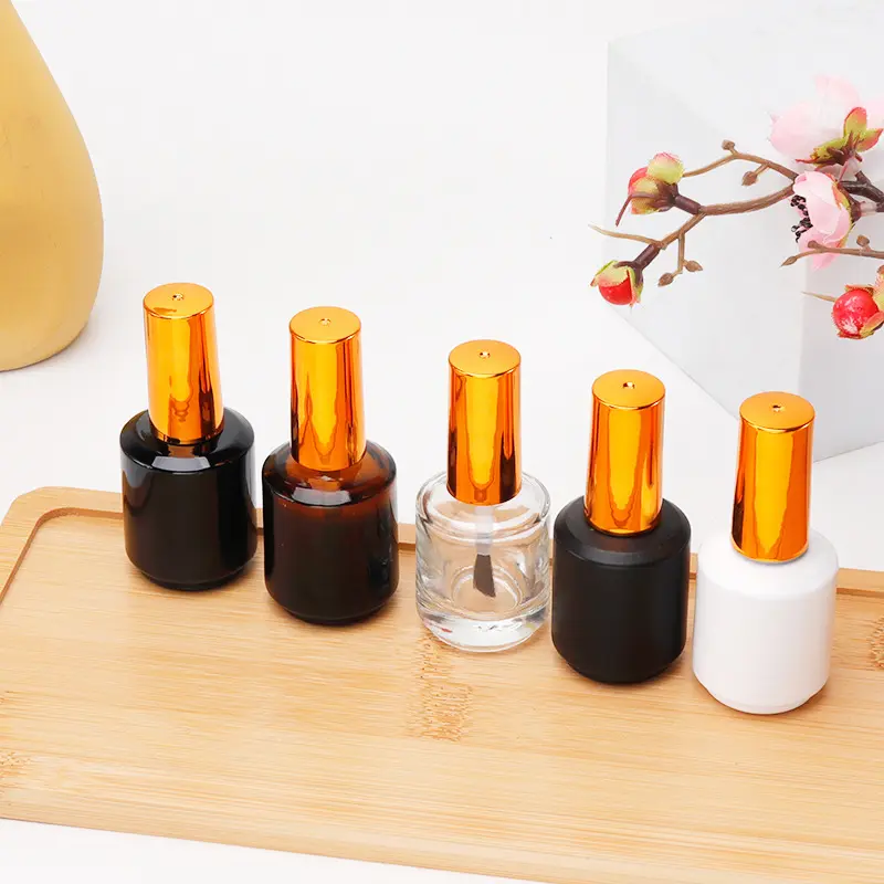 1pcs 15ml Empty Nail Polish Bottle with Brush Refill Bottle Glue Bottle Small Sample Nail Gel Polish Containers Clear Glass