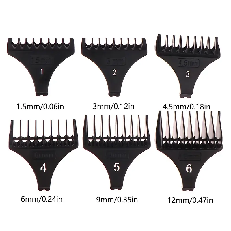 6Pcs/set For T9 1.5/3/4.5/6/9/12 Mm Professional Hair Trimmer Limit Comb Universal Guards Hairdresser Hair Cutting Guide Barber