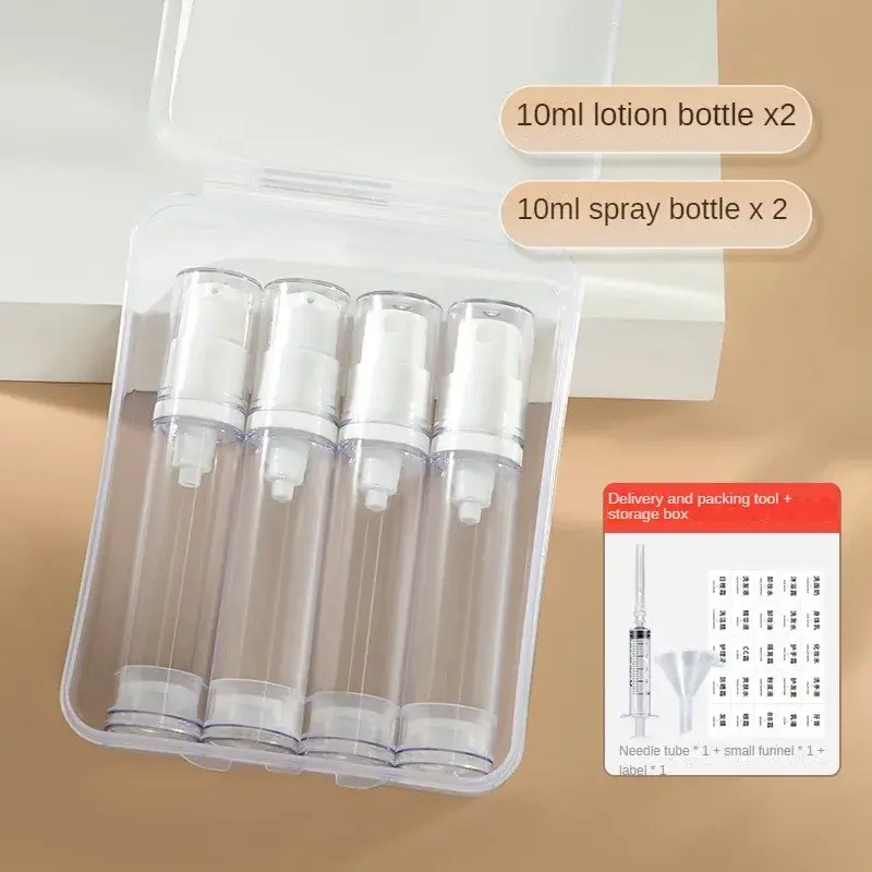 1 Set 5-15ML Clear Empty Refillable Airless Vacuum Pump Cream Lotion and Spray Portable Bottle Set Sample Packing for Toiletries