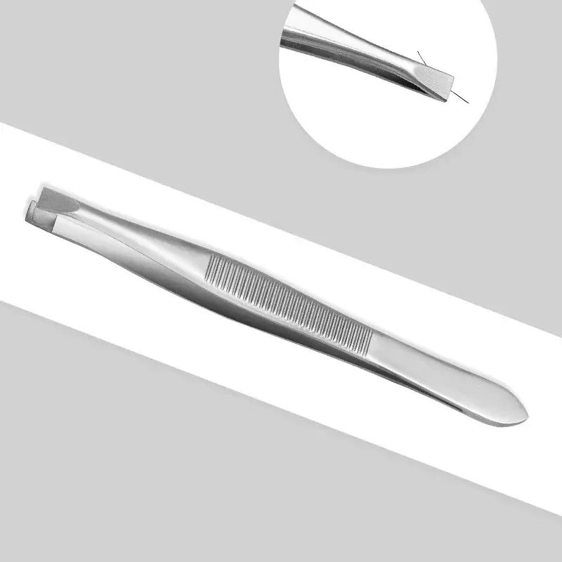 Eyebrow Tweezer Stainless Steel Beauty Clip Slant Tip Flat Tip Eyebrow Tweezer Clip for Eyebrow Trimming Face Hair Removal Tools