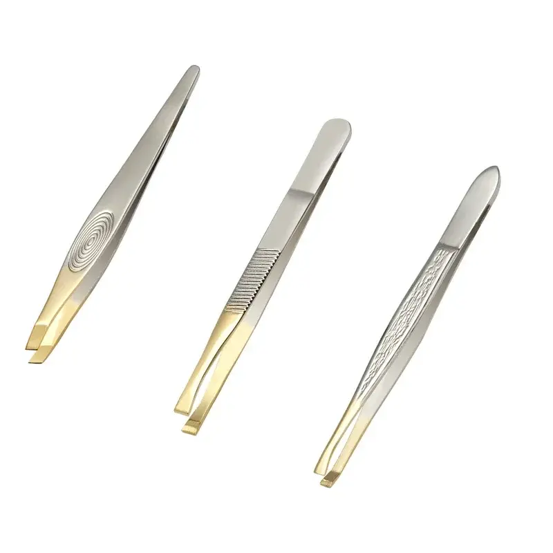 Eyebrow Tweezer Stainless Steel Beauty Clip Slant Tip Flat Tip Eyebrow Tweezer Clip for Eyebrow Trimming Face Hair Removal Tools