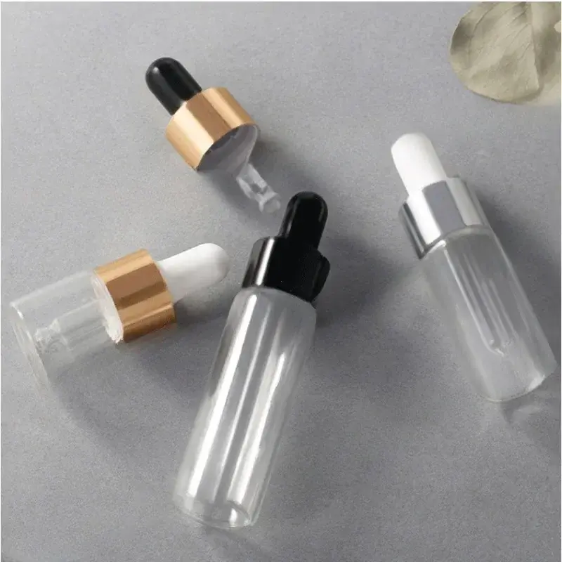 1pcs Mini Dropper Bottles Glass Empty Essential Oil Aromatherapy Bottles Rose Gold Cap Pipettes Bottles 5ml 10ml 15ml