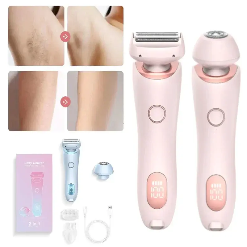 Electric Razors for Women 2 In 1 Bikini Trimmer Face Shavers Hair Removal for Underarms Legs Ladies Body Trimmer IPX7 Waterproof