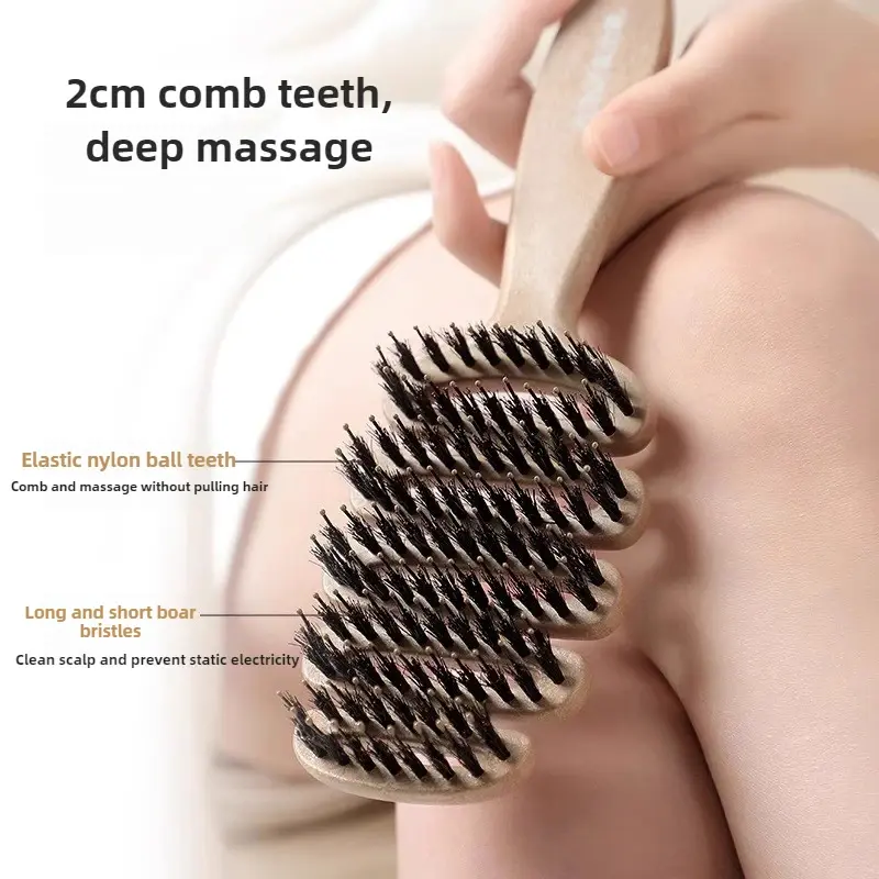 Boar Bristle Paddle Hair Brush Anti Static Comb Hairdressing Massage Comb Curly Hairbrush Salon Hair Styling Tools Makeup Tools
