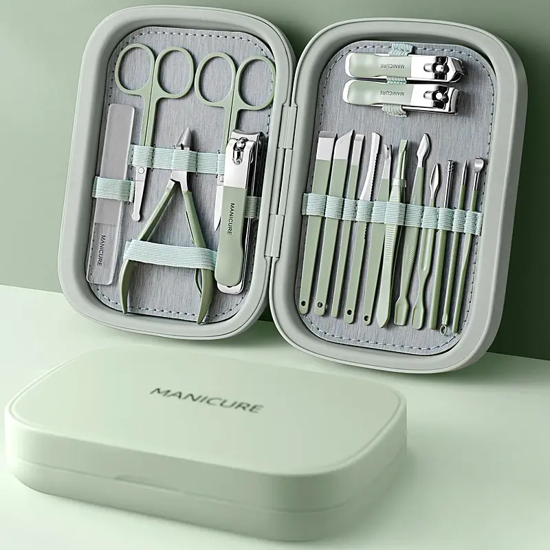 2024 New 18 In 1 Professional Manicure Set Stainless Steel Nail Clippers Set Idea Packing Manicure Kits Scissors Makeup Tools