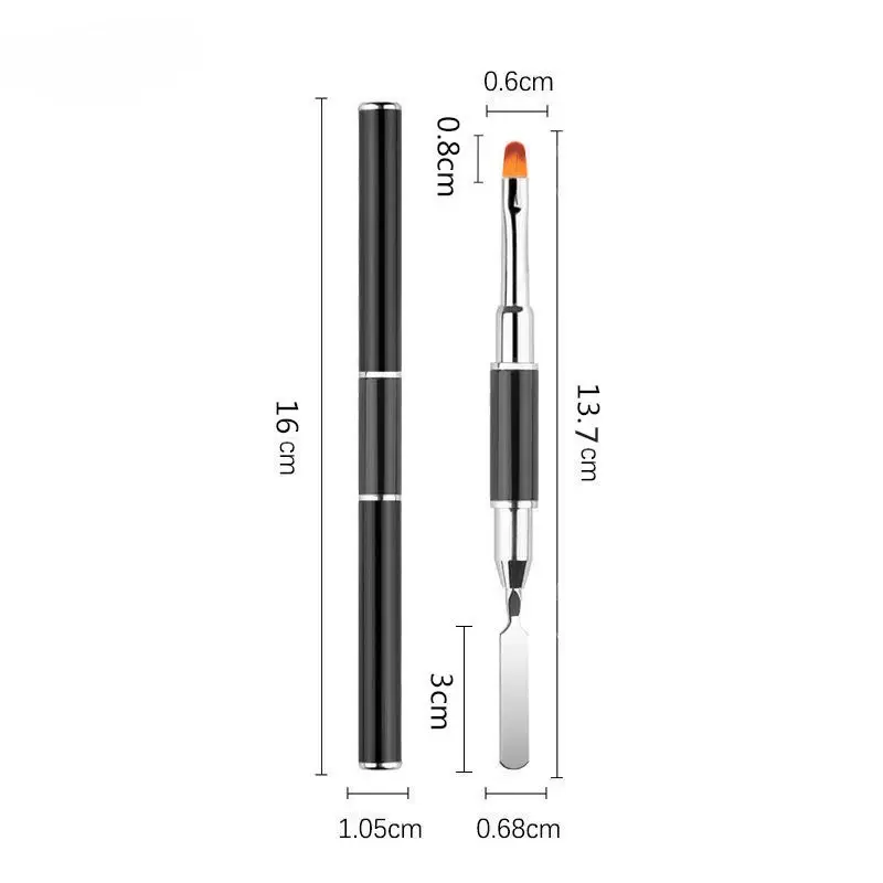 Dual Ended Nail Art Brush Acrylic UV Gel Extension Flower Drawing Pen UV Gel Remover Spatula Stick Manicure Accessories Tool