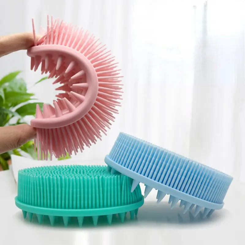 Soft Silicone Brush Wash Bath Shower Exfoliating Skin Fit For Baby Adult Bath Shampoo Head Massage Brush Supplies siliconebrush