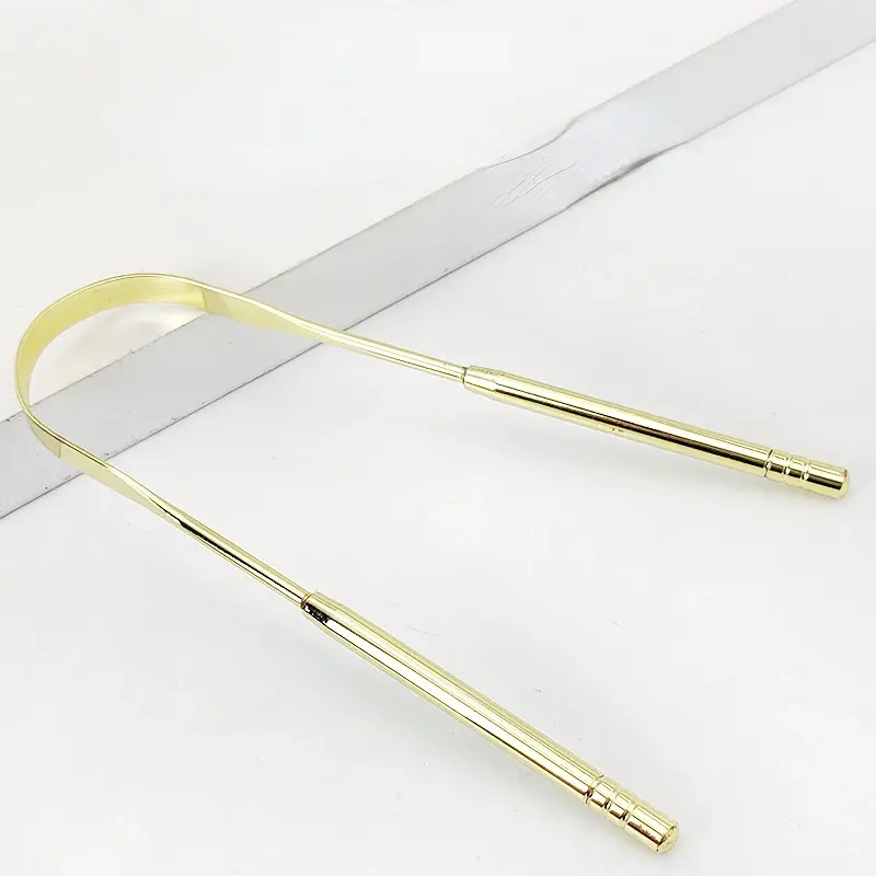 4 Colors Stainless Steel Tongue Scraper Metal Tongue Fresh Breath Cleaning Coated Toothbrush Oral Hygiene Tongue Cleaners Tools