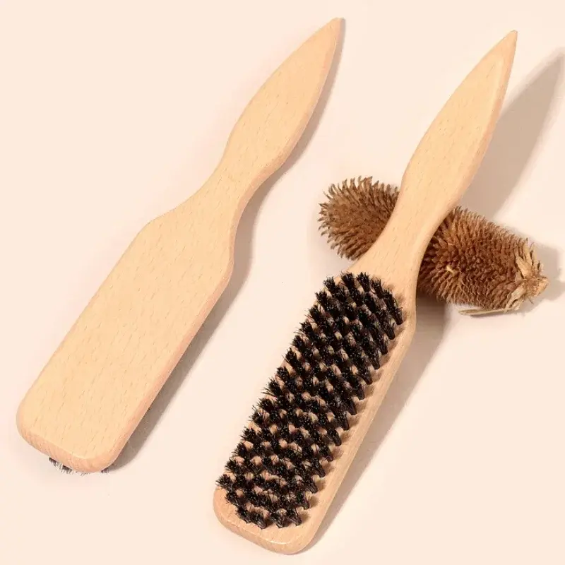 Boar Bristle Slick Back Hair Brush for Sleek Ponytail Bun & Smoothing Baby Hairs, Edge Control - Backcombing & Teasing, Flyaways