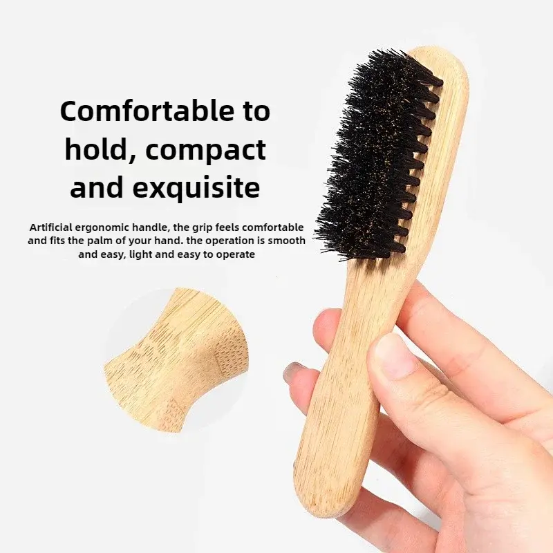 Boar Bristle Slick Back Hair Brush for Sleek Ponytail Bun & Smoothing Baby Hairs, Edge Control - Backcombing & Teasing, Flyaways
