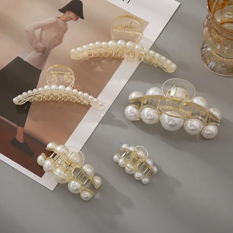 1 stks Grote Haai Clip Haaraccessoires Temperament Veelzijdig Eenvoudig en genereus Modieus Zachte Parel Grijpclip