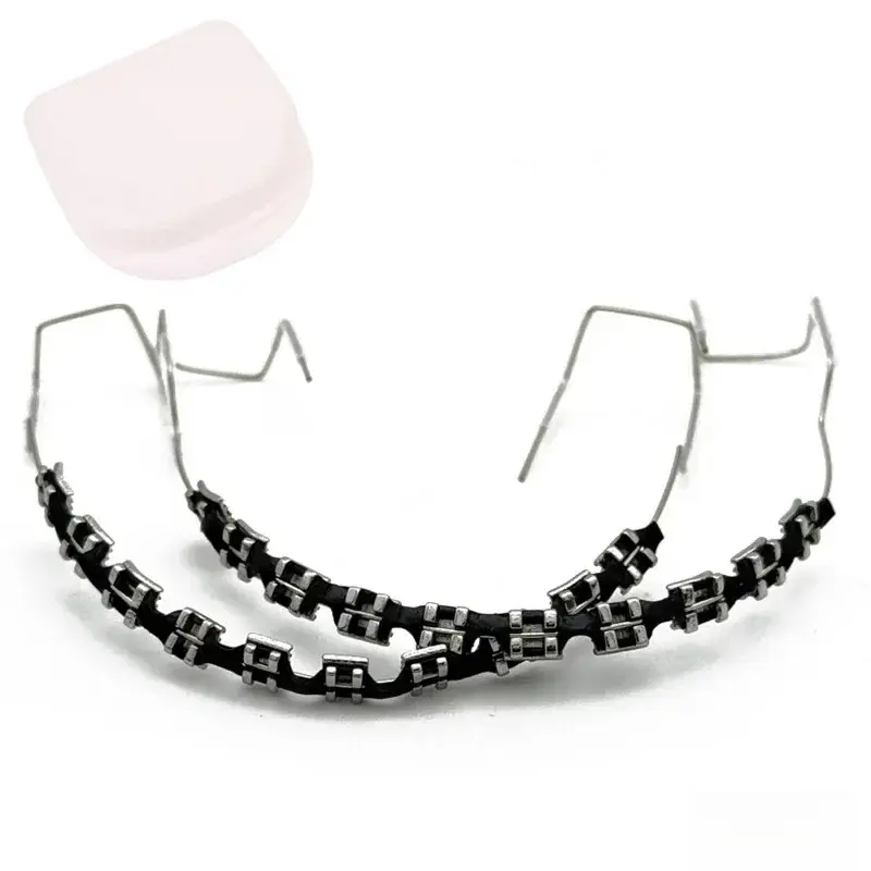1 paar tijdelijke tanddecoratie met metalen draden veelkleurige metalen beugel orthodontische ligatuurbanden tandartsmateriaal