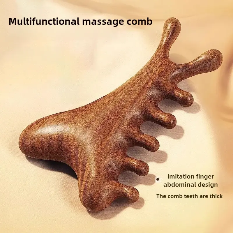Multifunctionele vier-in-één massagekam Haaruitvalbehandeling voor haaruitval en schrapen Meridianen Hoofdhuid Gezicht Sandelhou