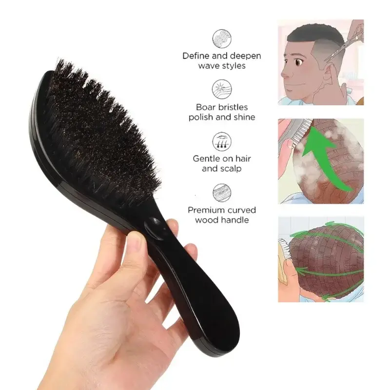 Massage Facial Hair Brush Boar Bristle For Men's Beard Shaving Comb Face Hair Cleaning Brush Wave Comb Drop Shipping