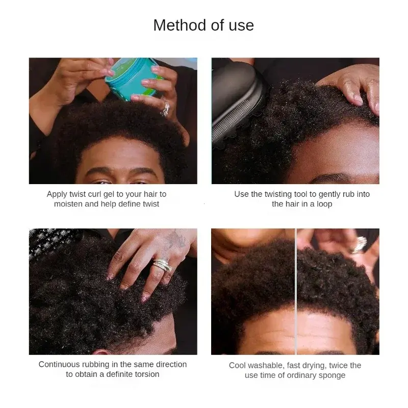Curling Hair Sponge Barbers Styling Dreadlock for Black Curls Hairdressing Massage Cleaning Tools for Men Afro Curl Brush