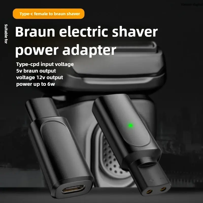 12V Type-C Scheerapparaat Adapter Opladen Converter voor Braun Series 3/5/7/9 300S 310S 320S 330S 340S Elektrisch Scheerapparaat
