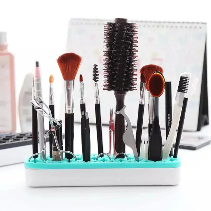 Silicone Lipstick Rack Cosmetic Storage Box Makeup Storage Case Lipstick Organizer Makeup Brush Holder For Desktop