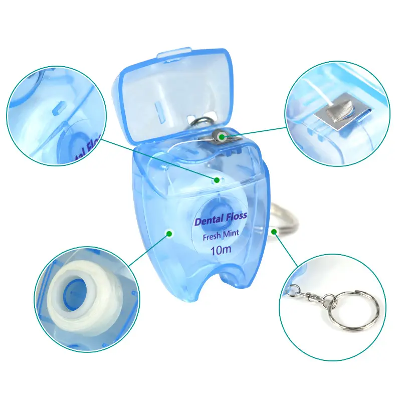 1 stks Tandzijde met Sleutelhanger Tanden Reinigen Mondverzorging Gereedschap Draagbare Tand Vorm Sleutelhanger Flosser Picks Ta