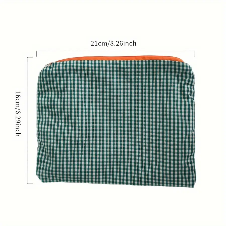 New Women Plaid Makeup Bag Large Capacity Cotton Zipper Pouch Purse Travel Clutch Makeup Bag Cosmetic Zipper Necessarie Feminina