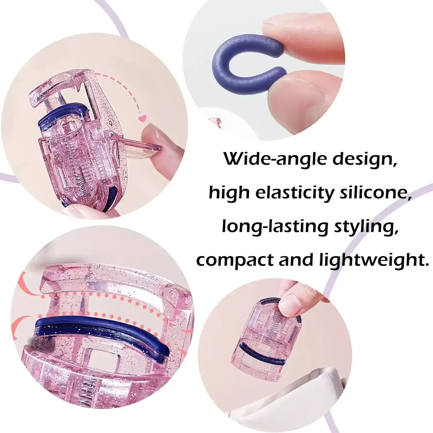 1/2pcs Professional Mini Eyelash Curler Portable Eye Lashes Curling Clips Cosmetic Make Up Beauty Accessories Eyelash Tools Pink