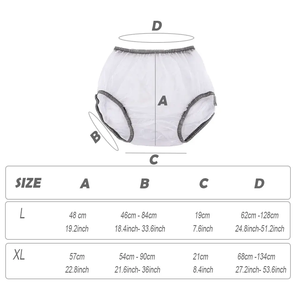 1pc PVC Adult diaper cover Elastic Waist plastic shorts  for Elderly Men And Women transparent waterproof diaper pants