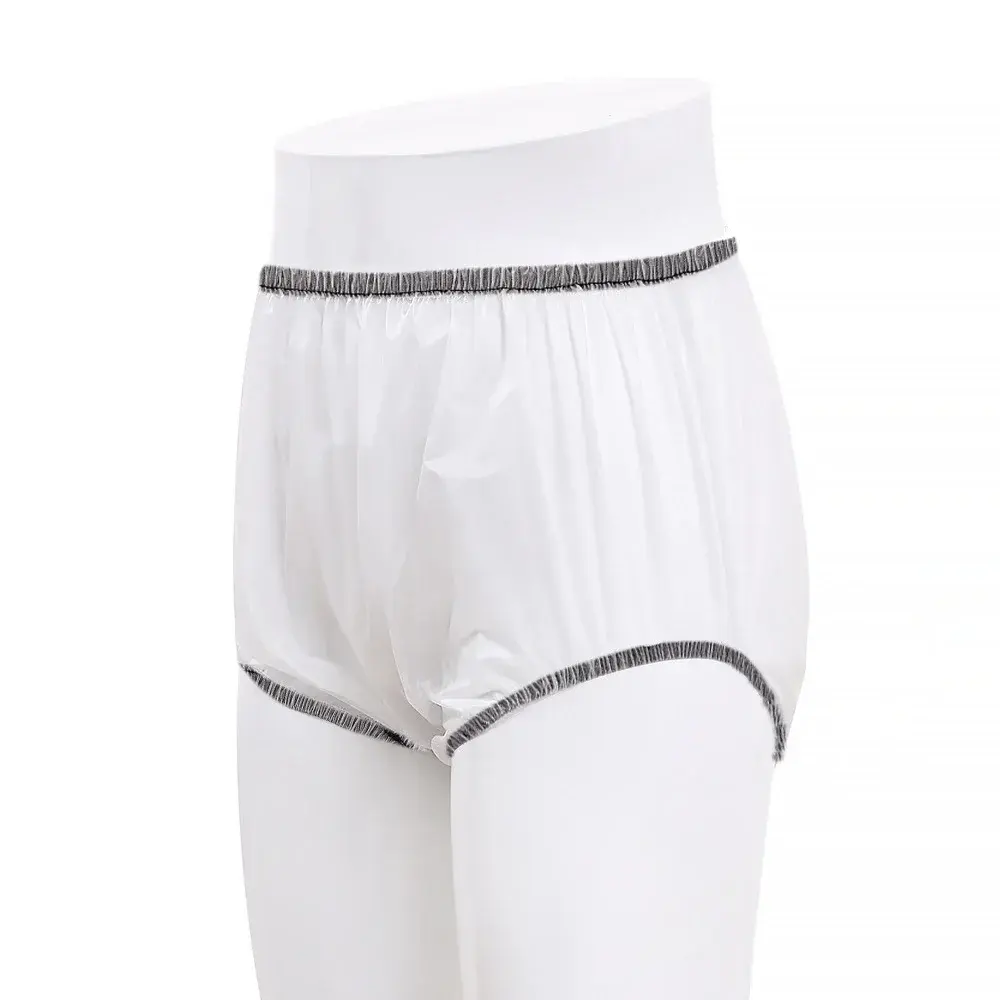 1pc PVC Adult diaper cover Elastic Waist plastic shorts  for Elderly Men And Women transparent waterproof diaper pants