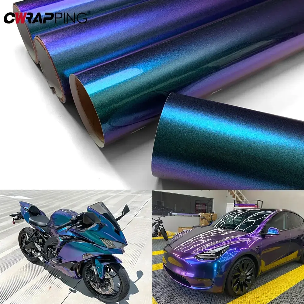 Motorcycle Stickers Glossy Matt Chameleon Vinyl Warp Film Air Release Waterproof Sticker for Auto Motorcycle Tuning Accessories