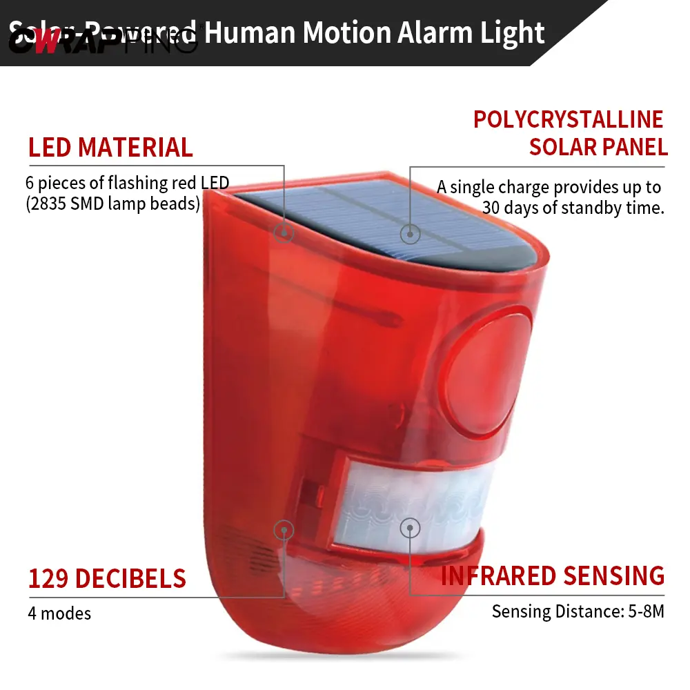 Solar Infrared Motion Sensor Alarm Car Accessories Home Garden Security Alarm Automobile Immobilizer Systems Electronics Parts