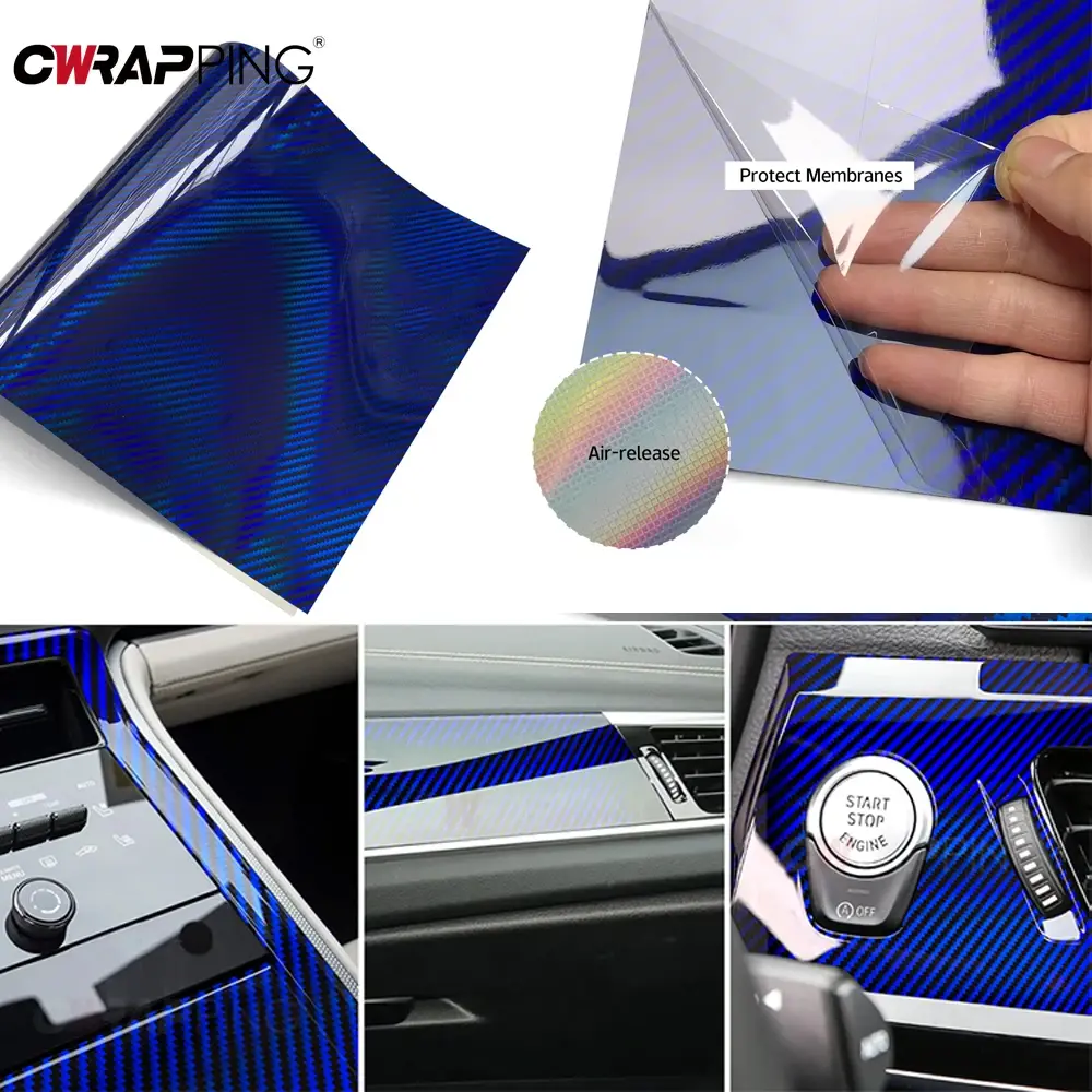 Motorcycles Wrap Body DIY Modification Stickers Carbon Fiber Glossy Laser Blue Vinyl Car Film Helmets for Motorcycle Accessories