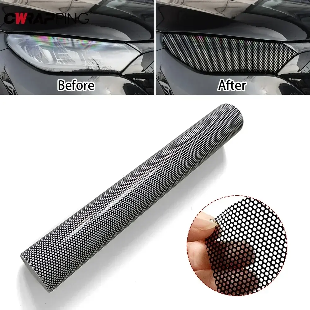 Car Tail Light Lamp Stickers One Way Perforated Film Self Adhesive Car Honeycomb Stickers PVC Decoration Wrap Film Sticker