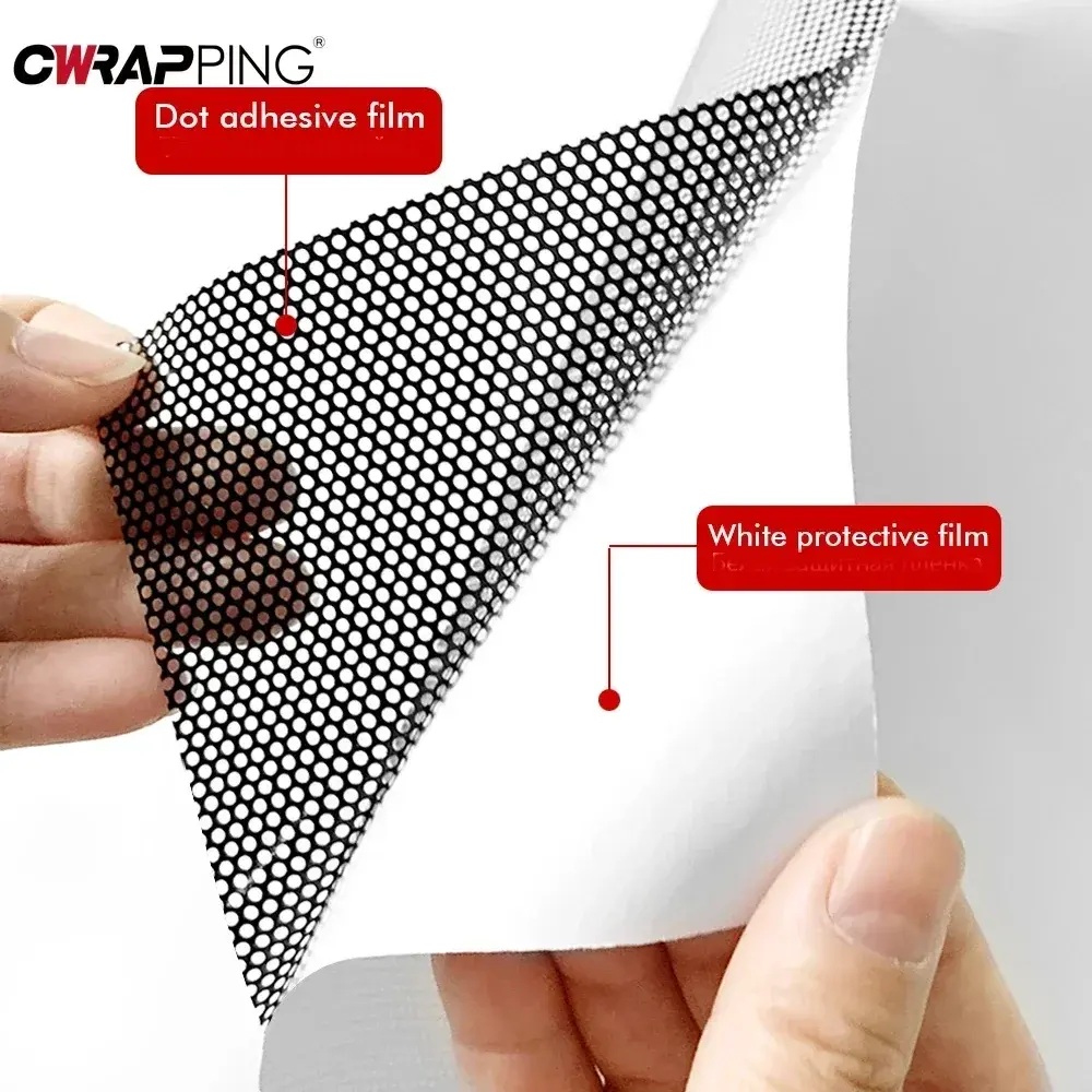Car Tail Light Lamp Stickers One Way Perforated Film Self Adhesive Car Honeycomb Stickers PVC Decoration Wrap Film Sticker