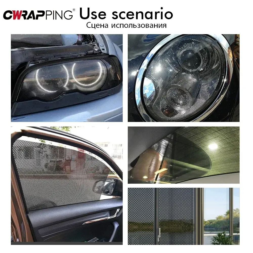 Car Tail Light Lamp Stickers One Way Perforated Film Self Adhesive Car Honeycomb Stickers PVC Decoration Wrap Film Sticker