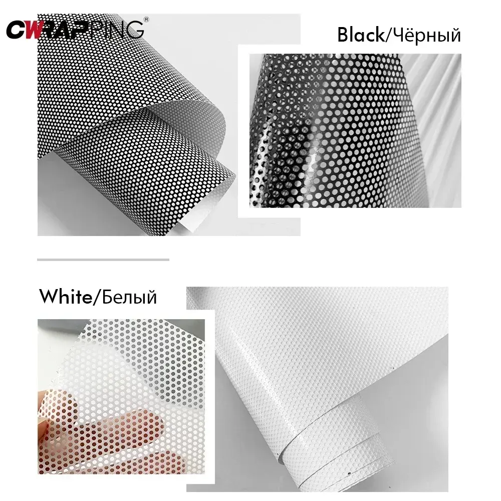 Car Tail Light Lamp Stickers One Way Perforated Film Self Adhesive Car Honeycomb Stickers PVC Decoration Wrap Film Sticker