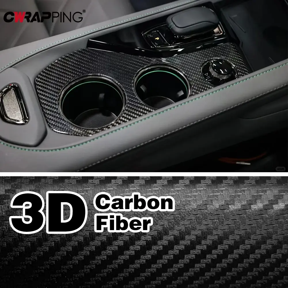 3D Carbon Fiber Vinyl Wrap 35x200cm Matte Black Adhesive Waterproof Car Motorcycle Body Decal Sticker for Decoration Protection