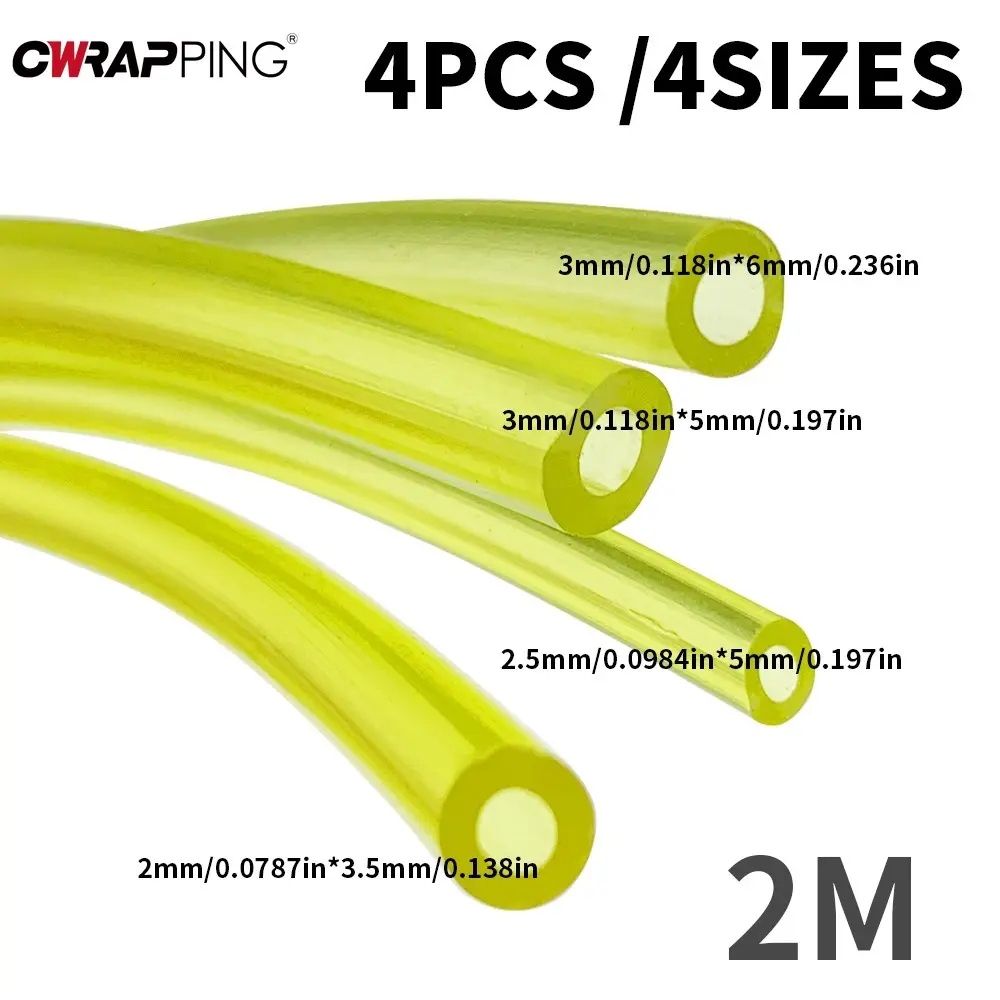 2m 4Pcs Petrol Fuel Pipe Line Hose for Lawn Mower Parts Fiue Pipe Strimmers Trimmer Blower Brushcutter Gas Petrol Line Pipe Hose
