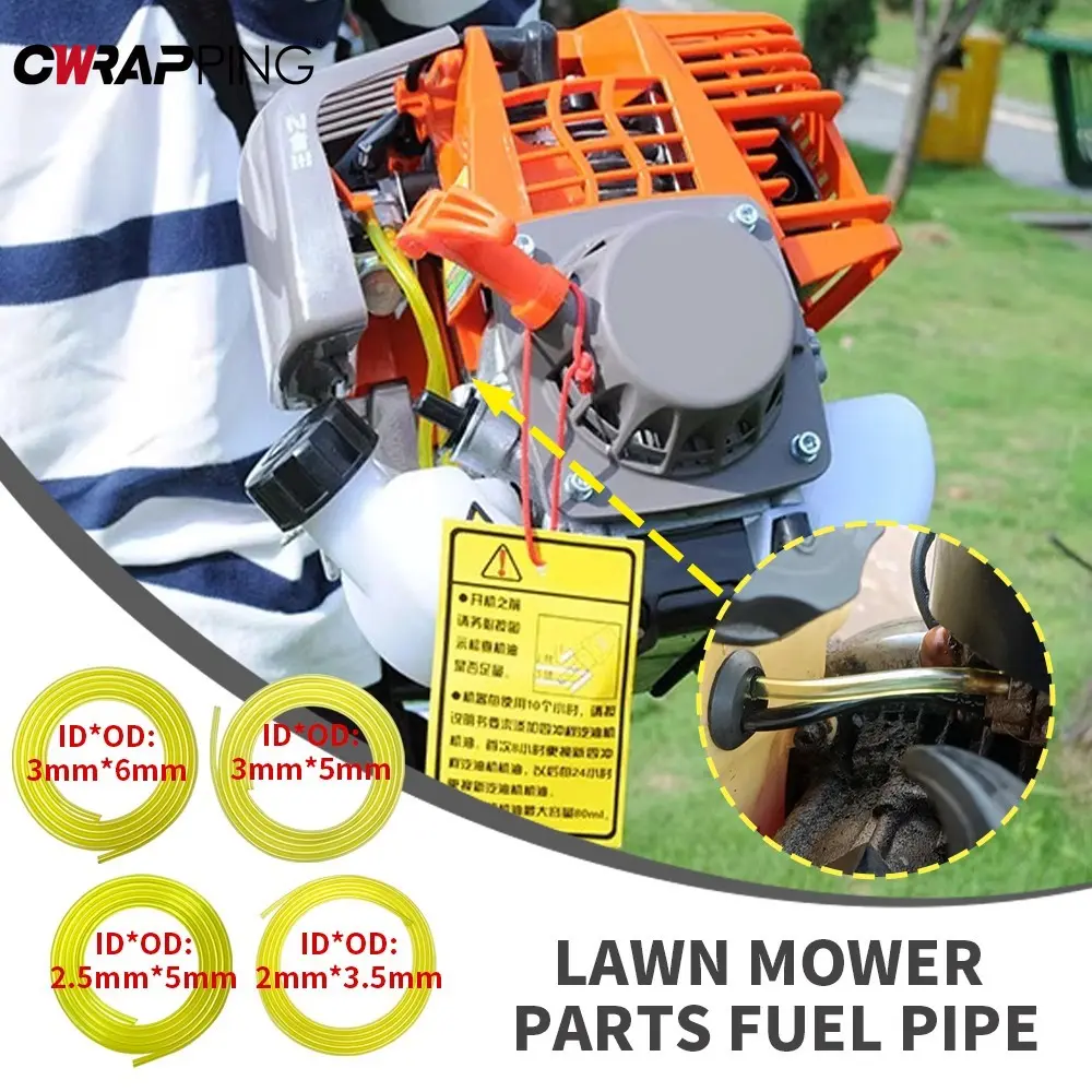 2m 4Pcs Petrol Fuel Pipe Line Hose for Lawn Mower Parts Fiue Pipe Strimmers Trimmer Blower Brushcutter Gas Petrol Line Pipe Hose