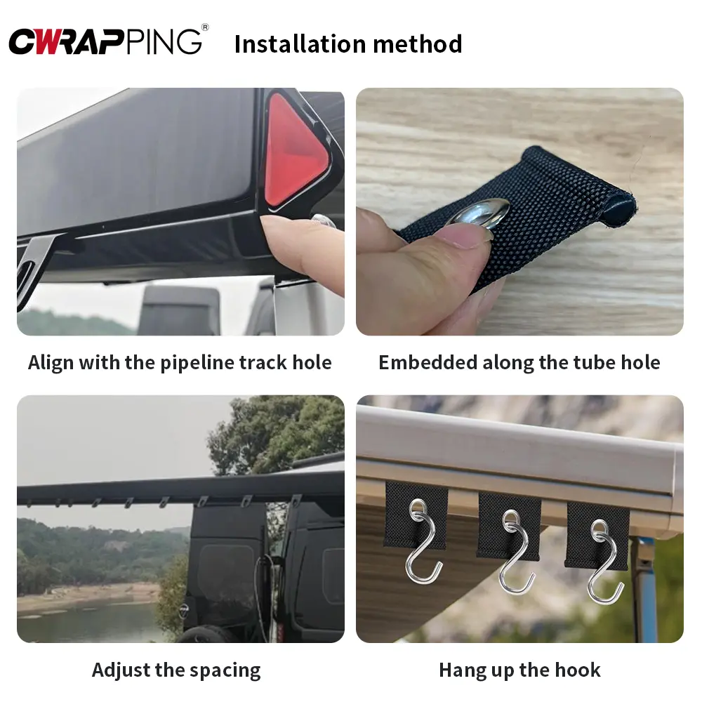 4Pcs RV Camping Awning Hooks S Clips RV Tent Hangers Light Hangers with Holes for Hang Out Clothes Caravan Camperb Accessories
