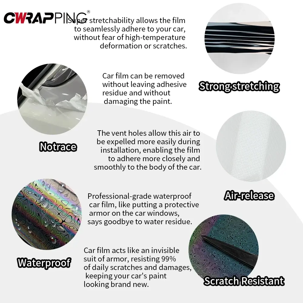 Car Vinyl Wrap Film Laser Silver Black Car Sticker Adhesive Color Change Film Waterproof Air Release DIY Decal Auto Accessories