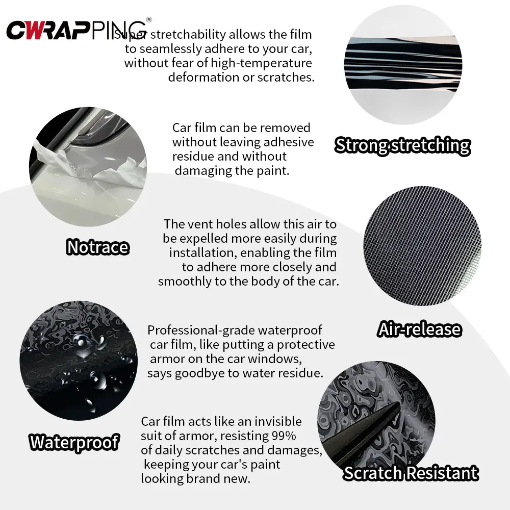 Car Wrap Vinyl Film Self-Adhesive Auto Body Tuning Decor High Gloss Color Change Film Waterproof Surface Cover Air Release Foil
