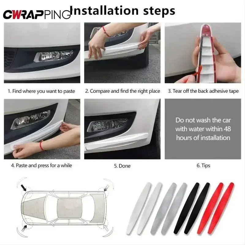 6/4 Piece Car Anti-collision Protection Strip Auto Front Rear Bumper Corner Protector Guard Decoration Strip for Car Accessories