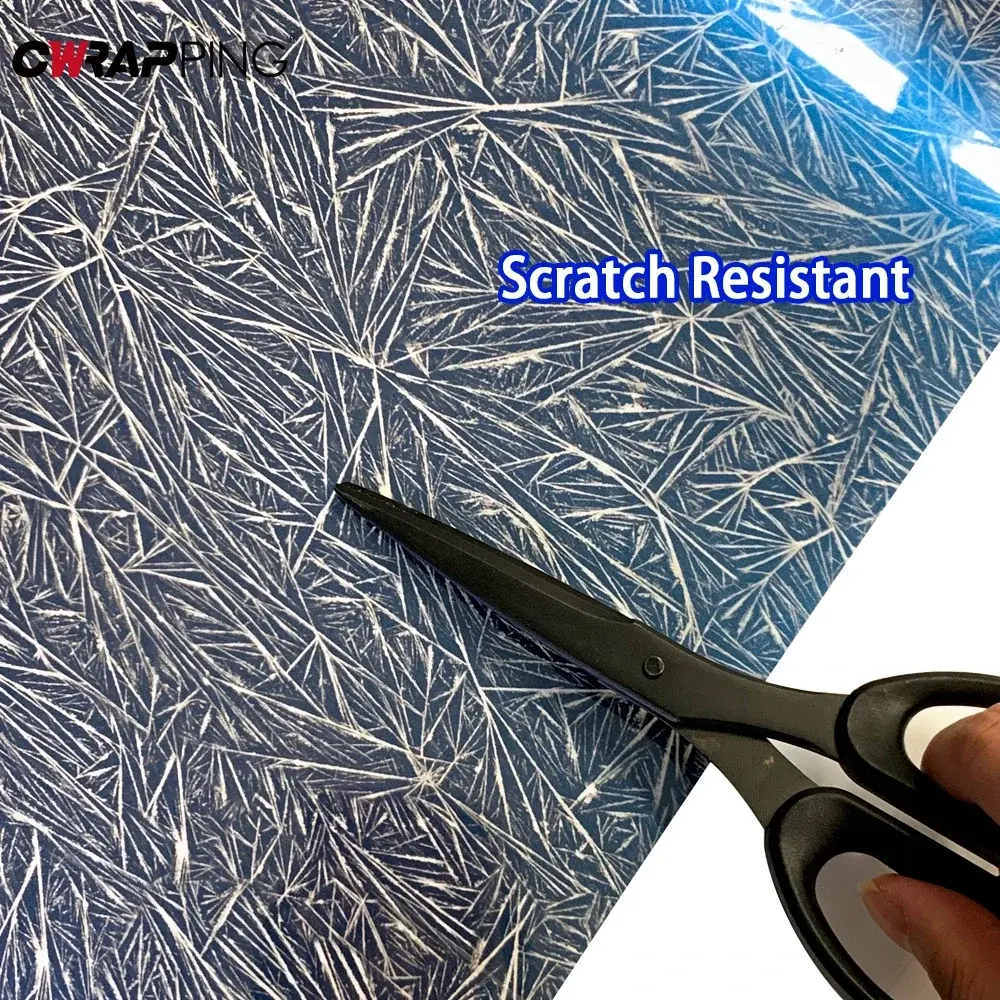 Car Wrap Vinyl Waterproof Car Stickers Ice Crack Blue Cover Air Release Foil Auto Body Film for Bike Motorcycle Auto Accessories