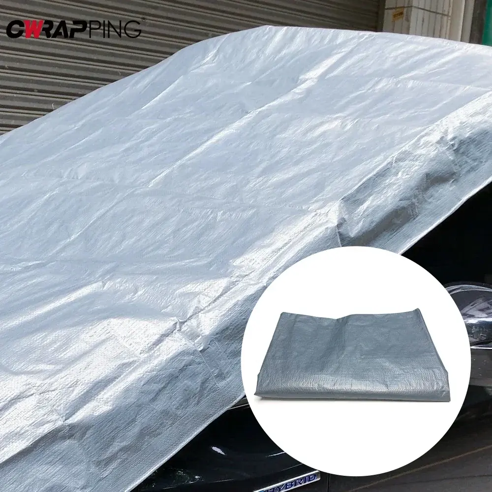 2m Car Cover Dust Cover Plastic Silver Cover Waterproof Sunshade Cloth Suitable for Outdoor Camping Shed Cargo Cover Accessories